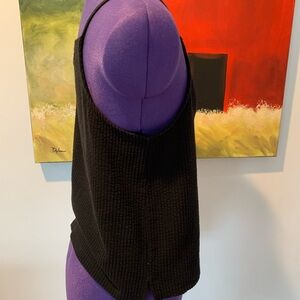 Madewell Black Ribbed Apron Shape Tank Top with Side Slits, High Boxy Necky